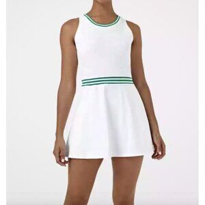 Halara Crew Neck Casual A Line Mini Mini Tennis Dress Sz Large White & Green